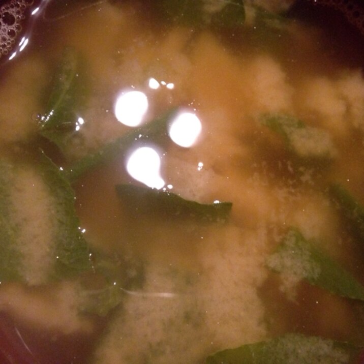 小松菜と大根と厚揚げの味噌汁。
